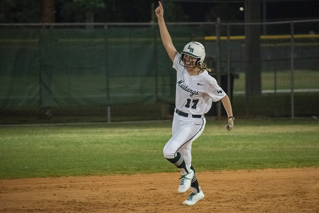 Lakewood Ranch sophomore Olivia Shephard rounds the bases after hitting her first varsity home run.