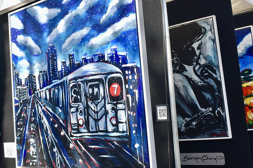 Artwork decorates the Town Center Green for the Longboat Key Festival of the Arts.