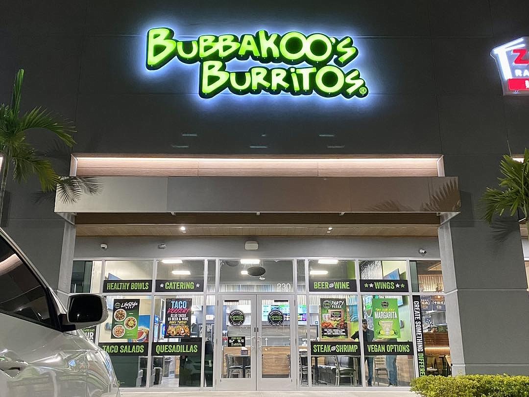 Bubbakoo’s Burritos opened recently in Miramar. The Jacksonville location in Baymeadows is completing interior construction this week.