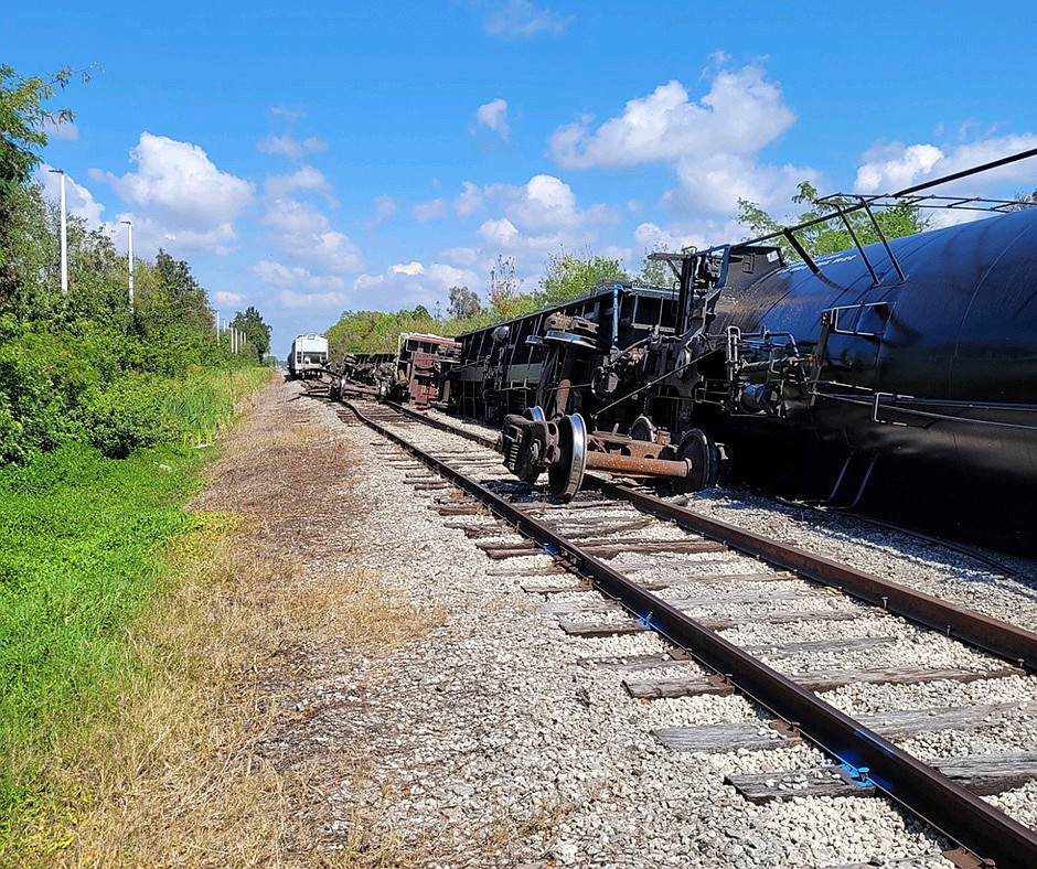 A seven-car train derailment in southern Manatee near Sarasota-Bradenton International Airport included two propane tankers. No leaks or injuries were reported.