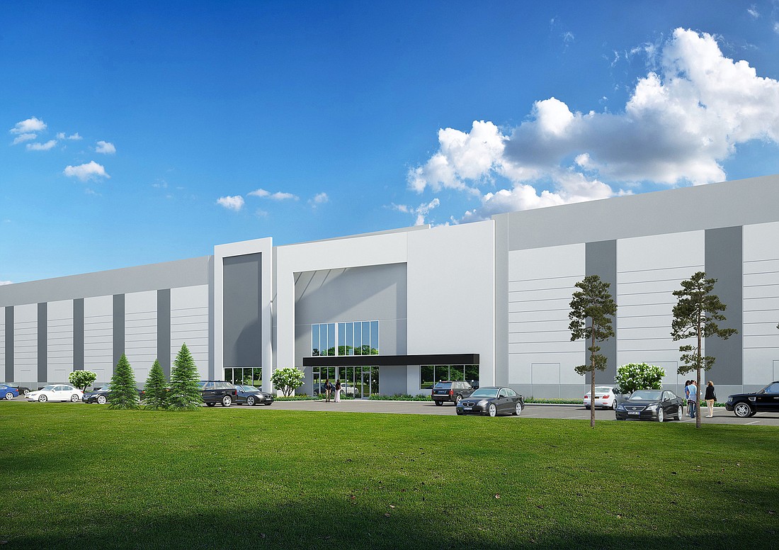 A rendering of the proposed Lincoln Property Co. warehouse at 2992 Pickettville Road.