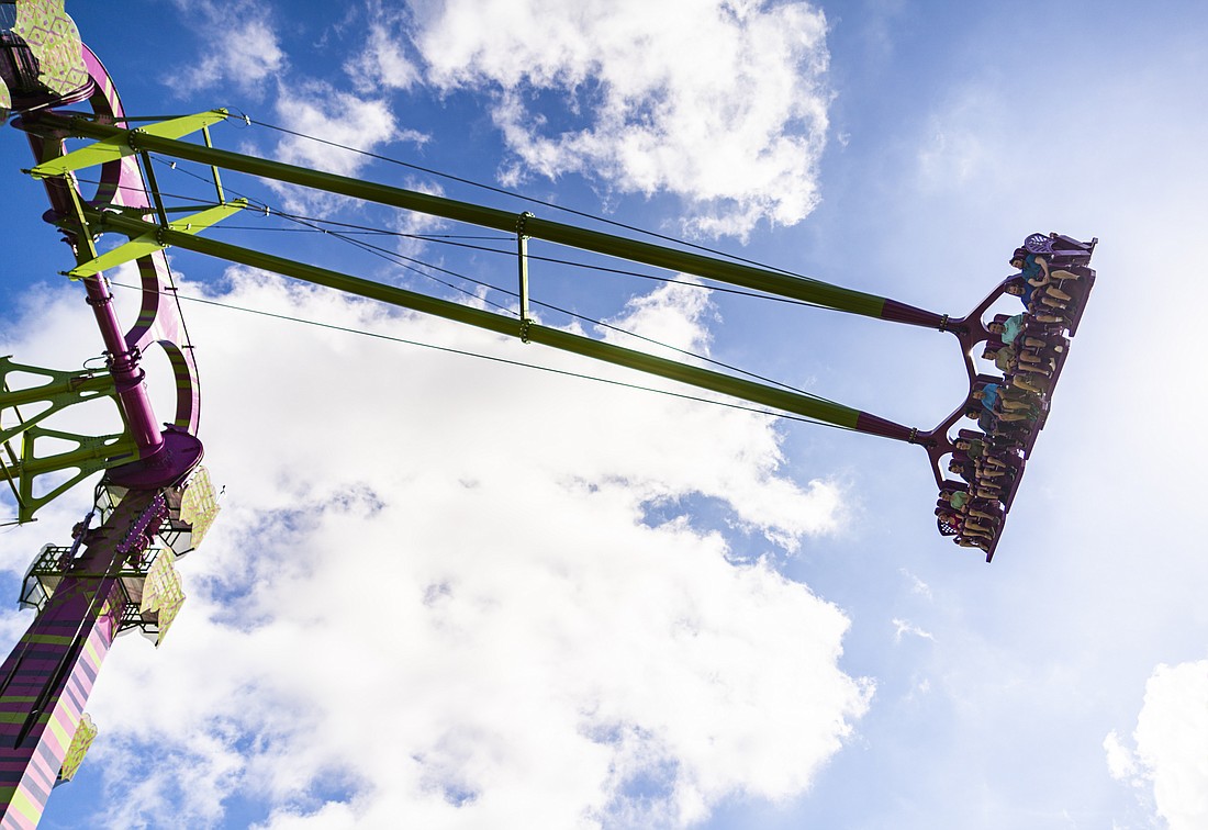 Serengeti Flyer propels riders 135 feet in the air at speeds of up to 68 mph.