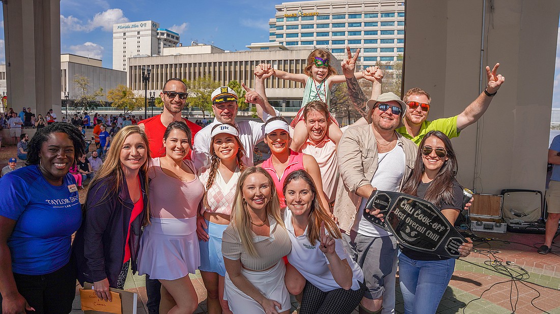 The Caddyshack team from the Vernis & Bowling law firm won the Best Overall prize and the North Florida Financial Championship Belt at the 13th annual Jacksonville Bar Association Young Lawyers Section Chili Cook-off on Feb. 25 at the Riverside Arts Market.