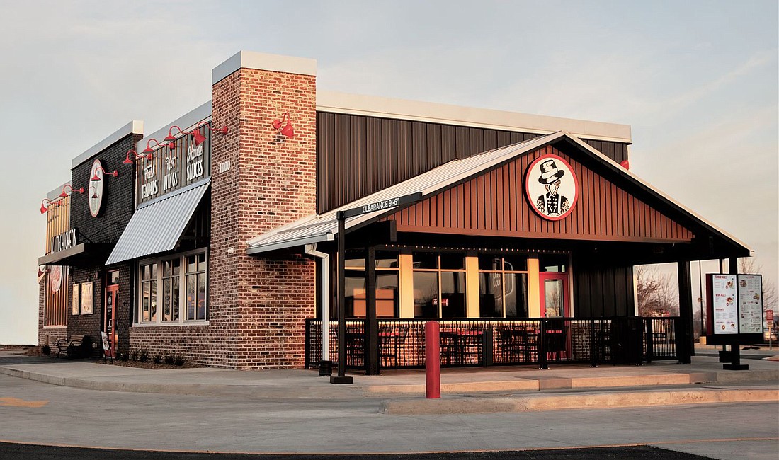 The Slim Chickens in Bentonville, Arkansas, opened in 2022 and features the chain’s new architectural design.