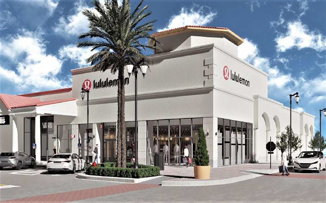 A rendering of the relocated Lululemon store at St. Johns Town Center.