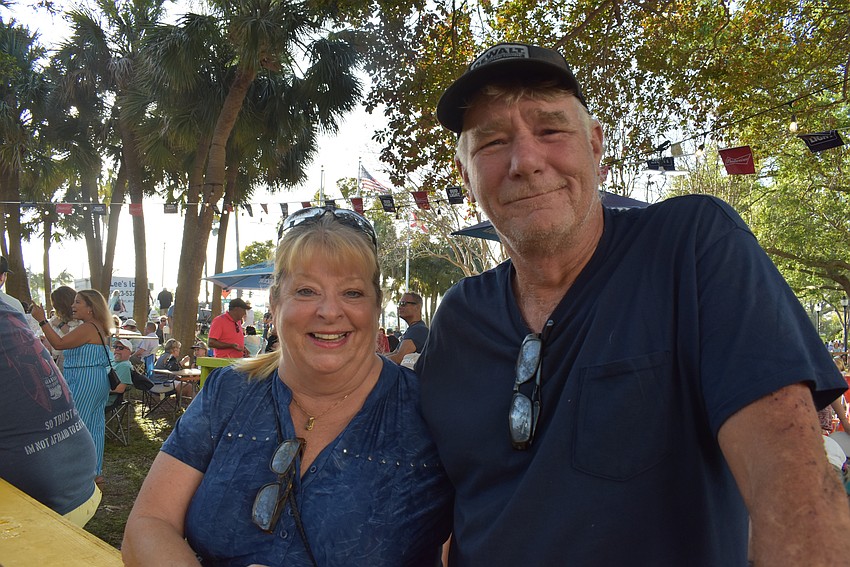 Kathy and Ian Fox arrive at JD Hamel Park to listen to the Downtown Sarasota Blues Festival.