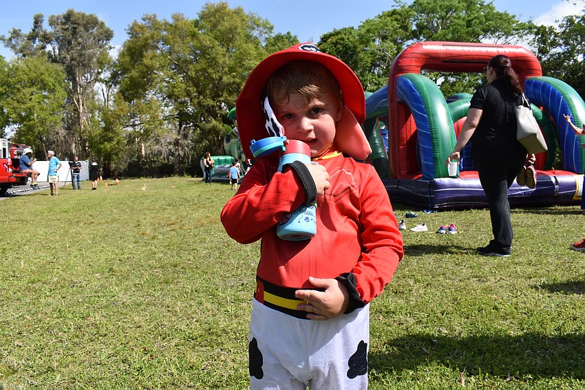 Mitchell Hime dresses as Marshall from Paw Patrol for Purim.