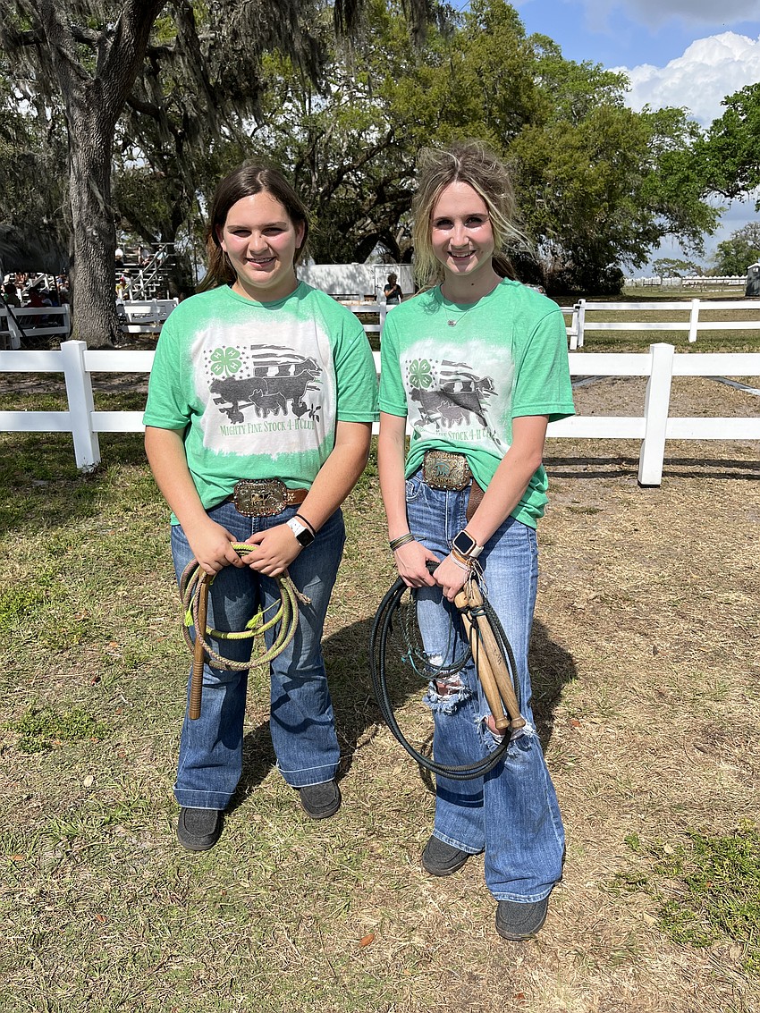Myakka City's Chloe Butler and Madison Roberts, who are 15, get ready to show off their whip cracking talents.