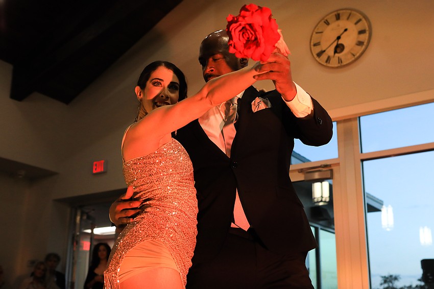 Mayor Kyle Battie & Juliana Cristina dance for the crowd.