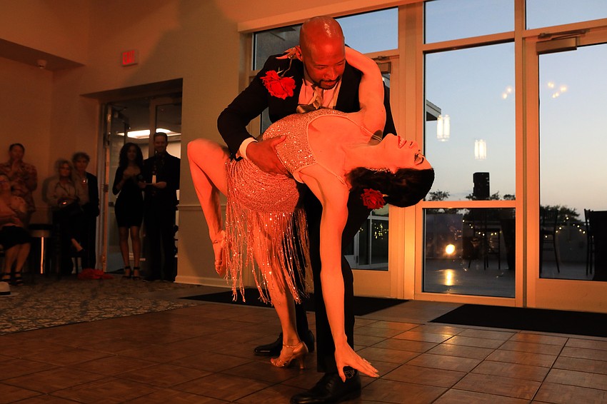 Mayor Kyle Battie & Juliana Cristina dance for the crowd.