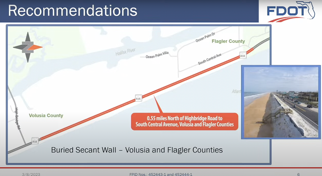 The area for the proposed secant sea wall at the south end of Flagler County. The A1A resiliency strike team is looking to propose two secants along the A1A shoreline in Volusia and Flagler Counties.