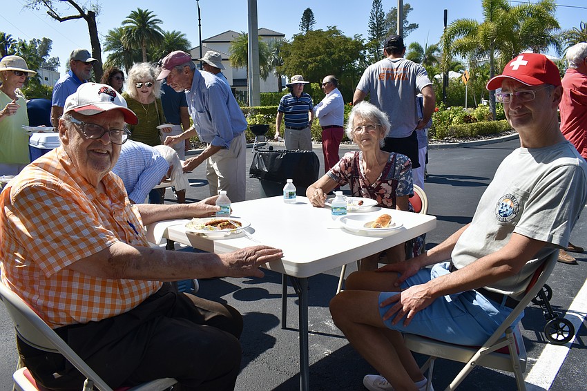 Jack and Alison Wilson with their son James Fox, who is visiting from England.
