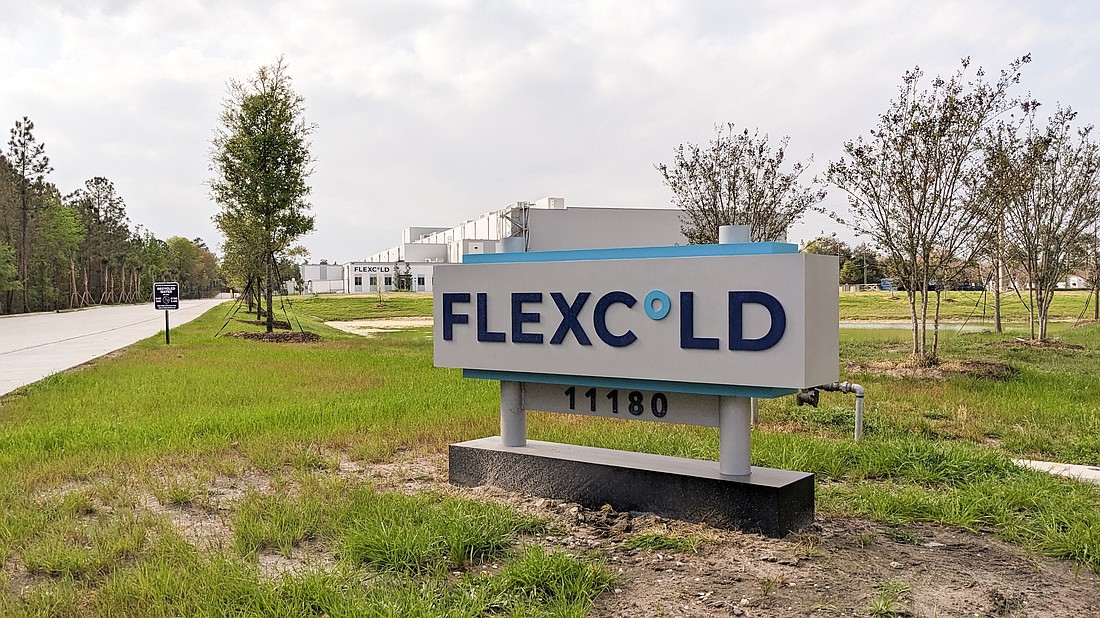 The entrance to the FlexCold plant at 11180 Blasius Road in North Jacksonville. The company plans to add 171,583 square feet to the 150,000-square-foot warehouse at the site.