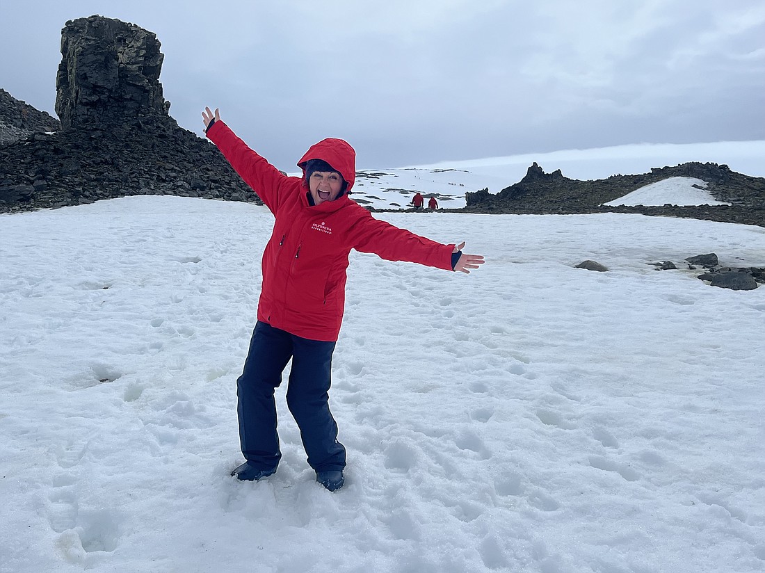Olga Placeres doesn't just sell travel experiences — she indulges in them, as well. She's pictured here in Antarctica.