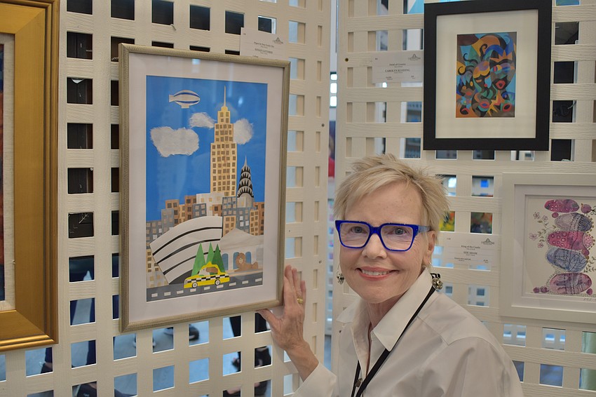 Susan Guthrie created collages featuring her dog Piper in different locations, including Piper in New York City.