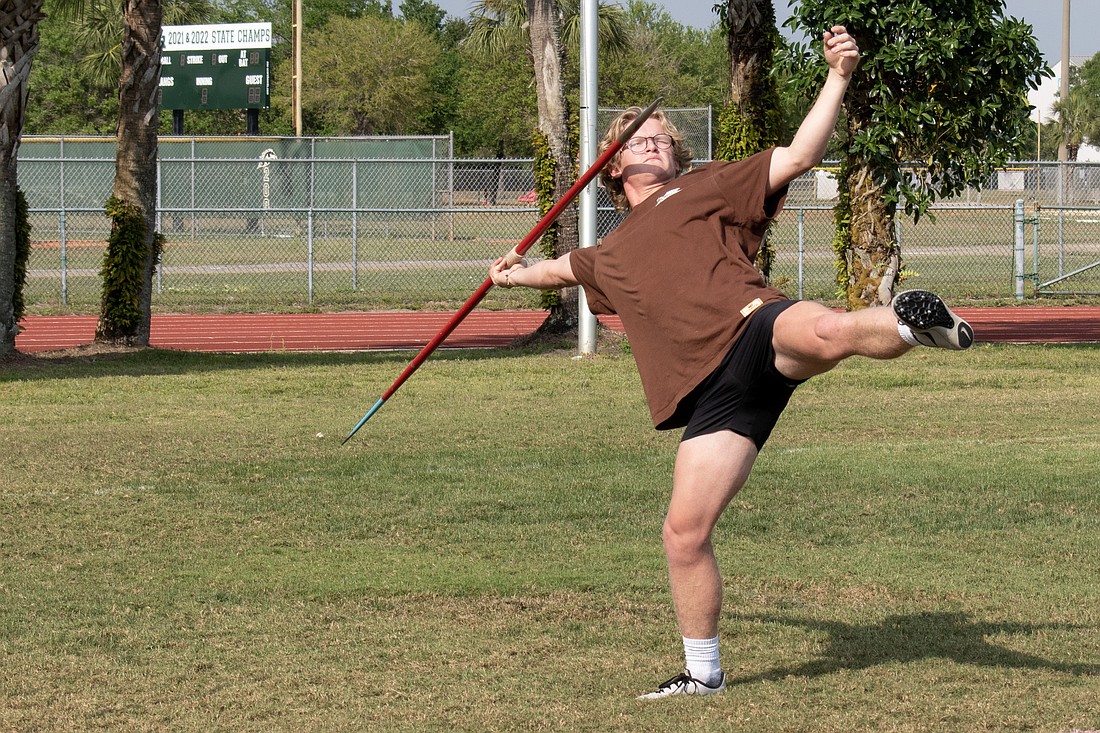 Mustangs javelin thrower Levi Freed said he learned the sport by watching his brother, Caleb Freed.