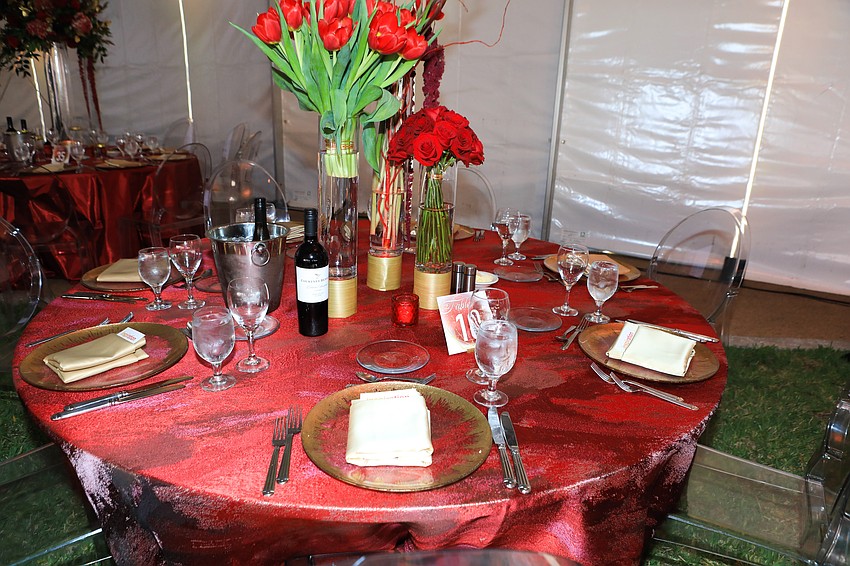 Guests enjoyed dinner in a tent space outside the Van Wezel.