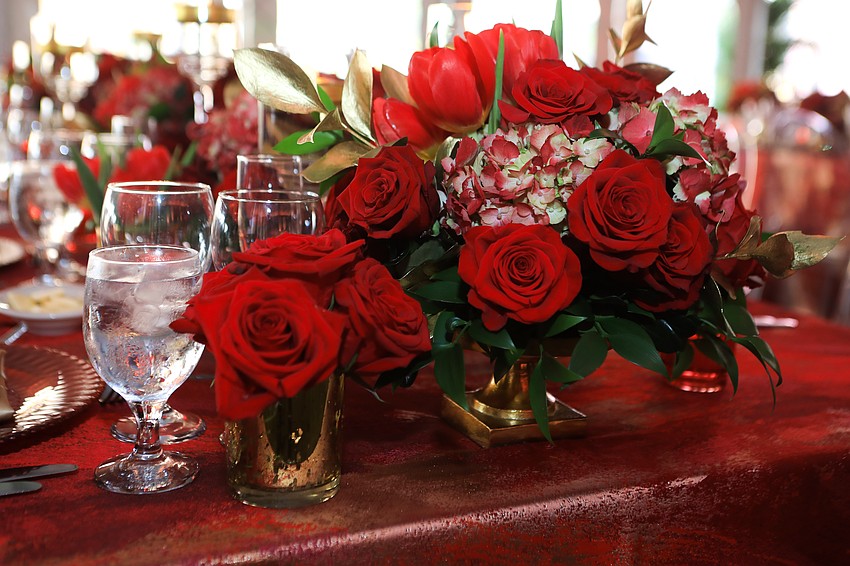 Guests enjoyed dinner in a tent space outside the Van Wezel.