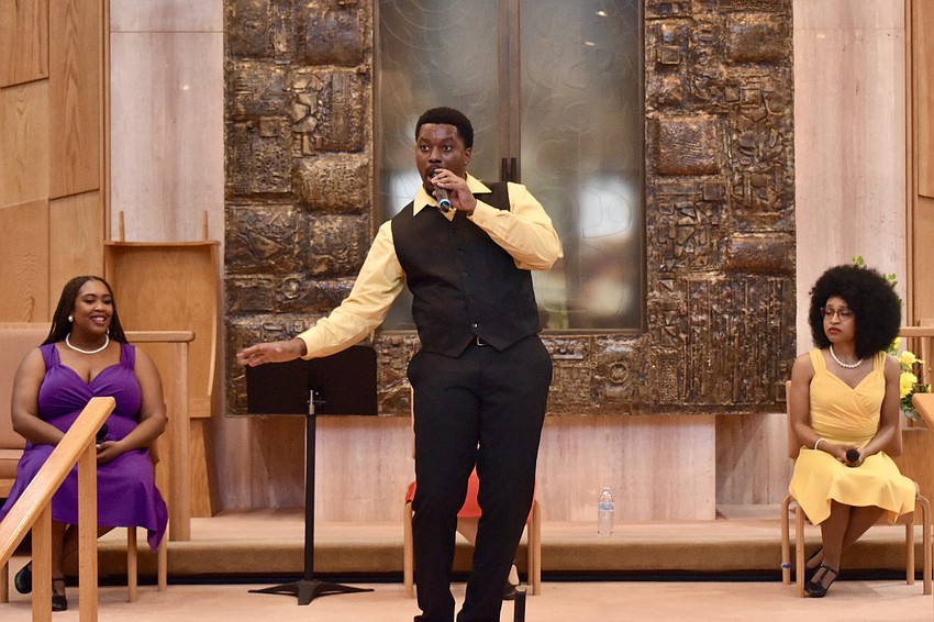 Brian Boyd performs with the Westcoast Black Theatre Troupe on Sunday night at the Education Center.