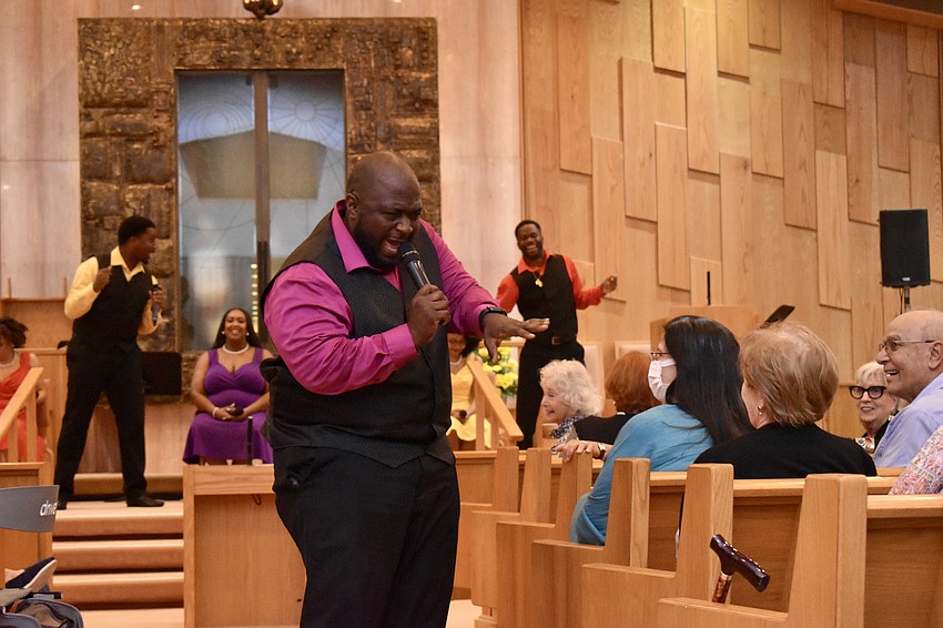 Leon Pitts II works the crowd.