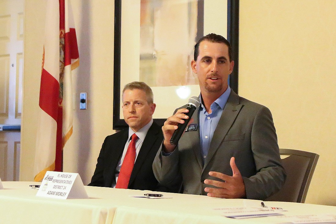 Adam Morley, right, has filed to run for the District 19 Florida House of Representatives seat. Rep. Paul Renner, left, finishes his term in 2024.