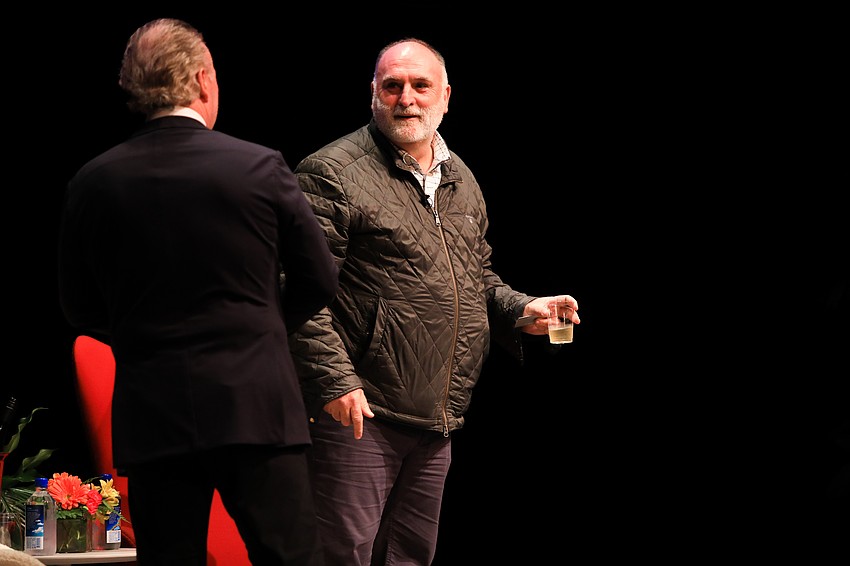 José Andrés toasts with Michael Klauber.