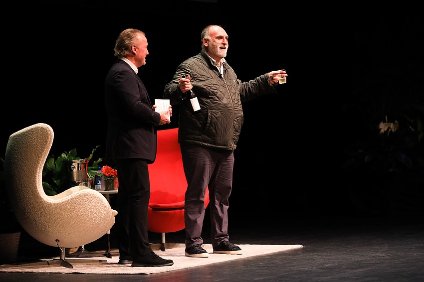 José Andrés toasts with Michael Klauber.