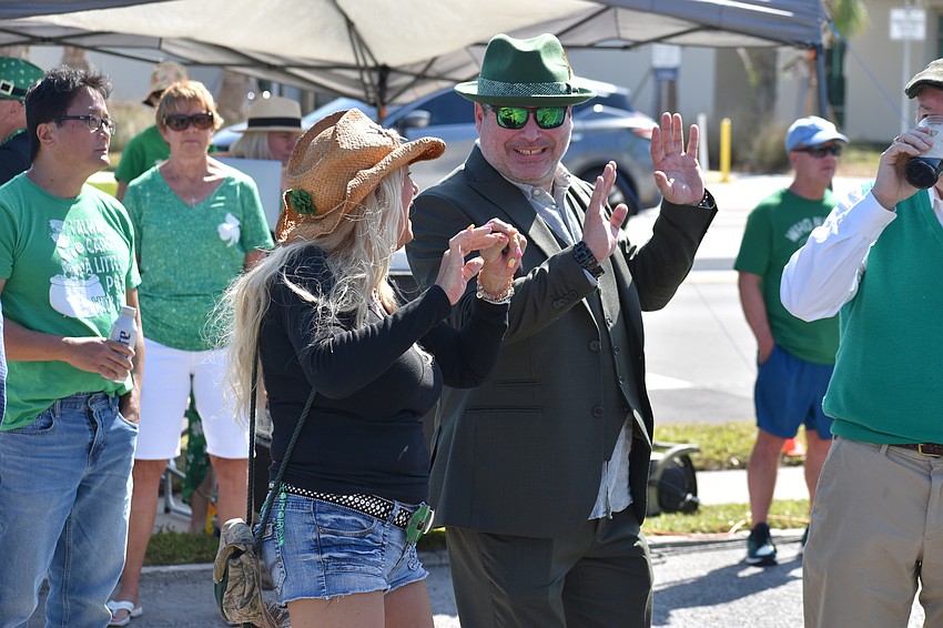 Fidele Wolfe and Aaron Betot dance to the music of Andy Thomas.