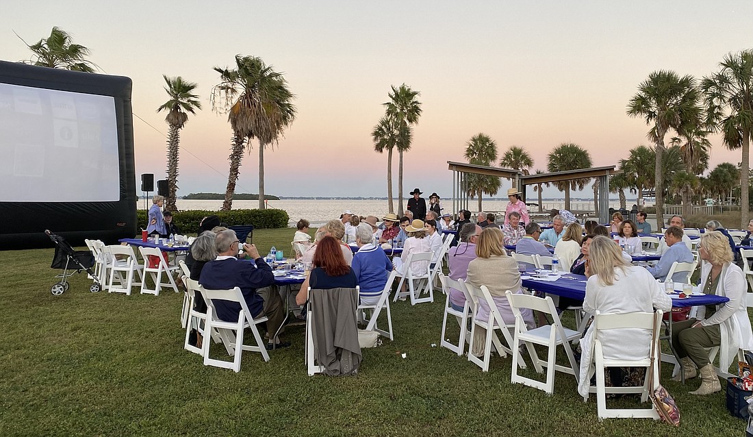 Residents enjoy dinner and a movie on March 11 at Bayfront Park.