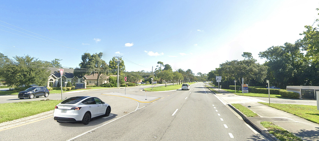 The change will still allow drivers to make northbound and southbound right turns onto West Granada Boulevard, as well as left turns onto Water Oak Lane. Rendering courtesy of FDOT