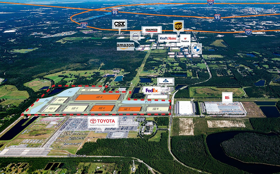 The outline of Florida Gateway Logistics Park shows it is next to Southeast Toyota Distributors LLC.