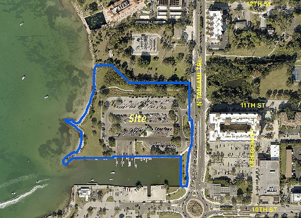 The site of Centennial Park, the location of the 10th Street boat ramps and parking area slated for future expansion and improvements as part of The Bay.