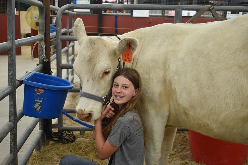 13-year-old Camile Gehan and her cow Sunshine