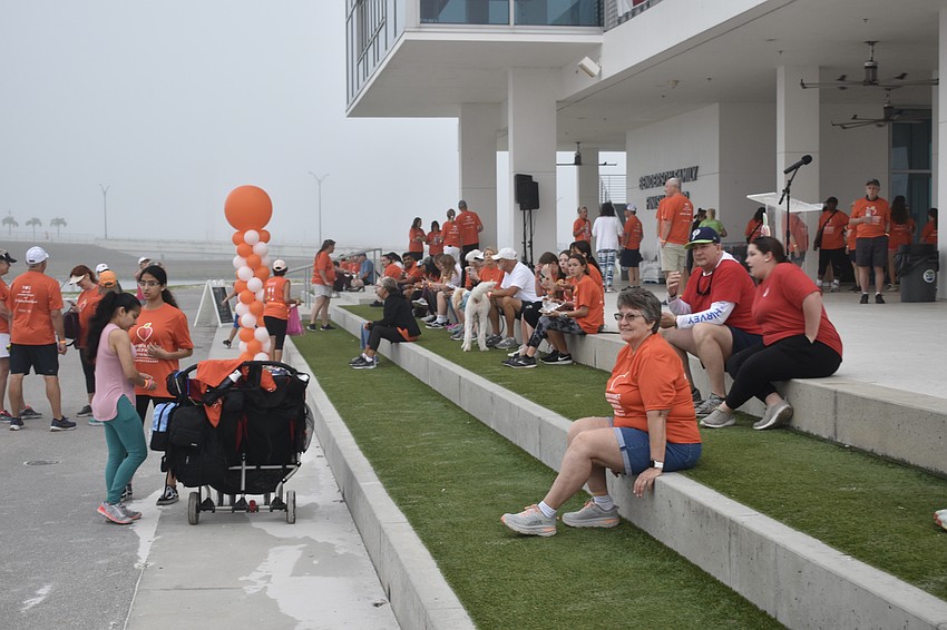 Walkers await the start of the event.