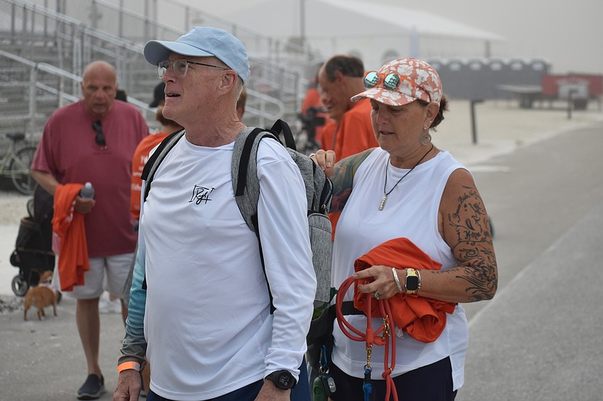 Blair and Kim McFarlane prepare for the walk.