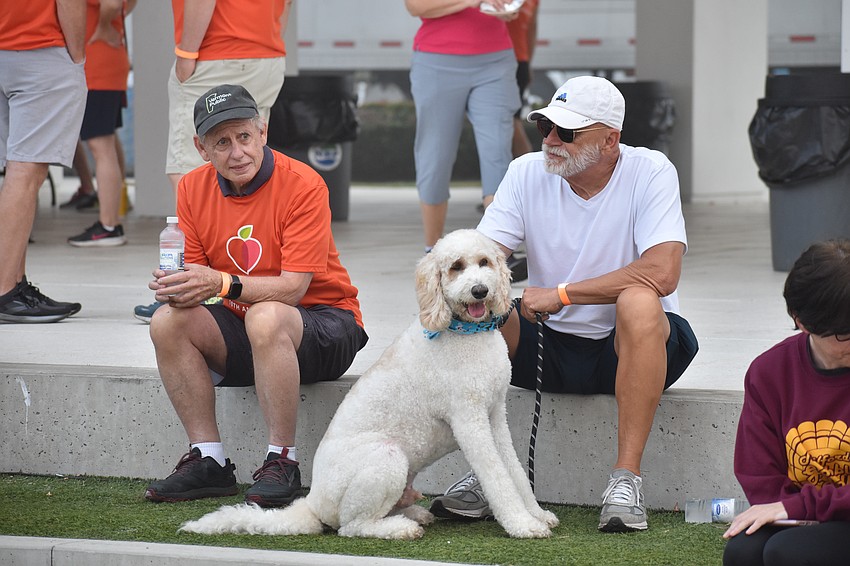 John Farrow, Rich Gruenberg, and Gruenberg's Ausiedoodle Billy.