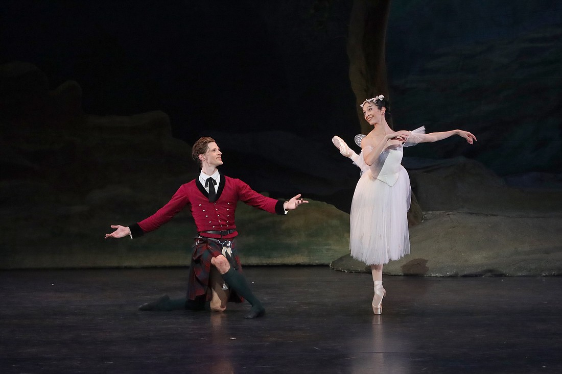 Luke Schaufuss and Macarena Giminez play James and The Sylph in the Sarasota Ballet's "La Sylphide."