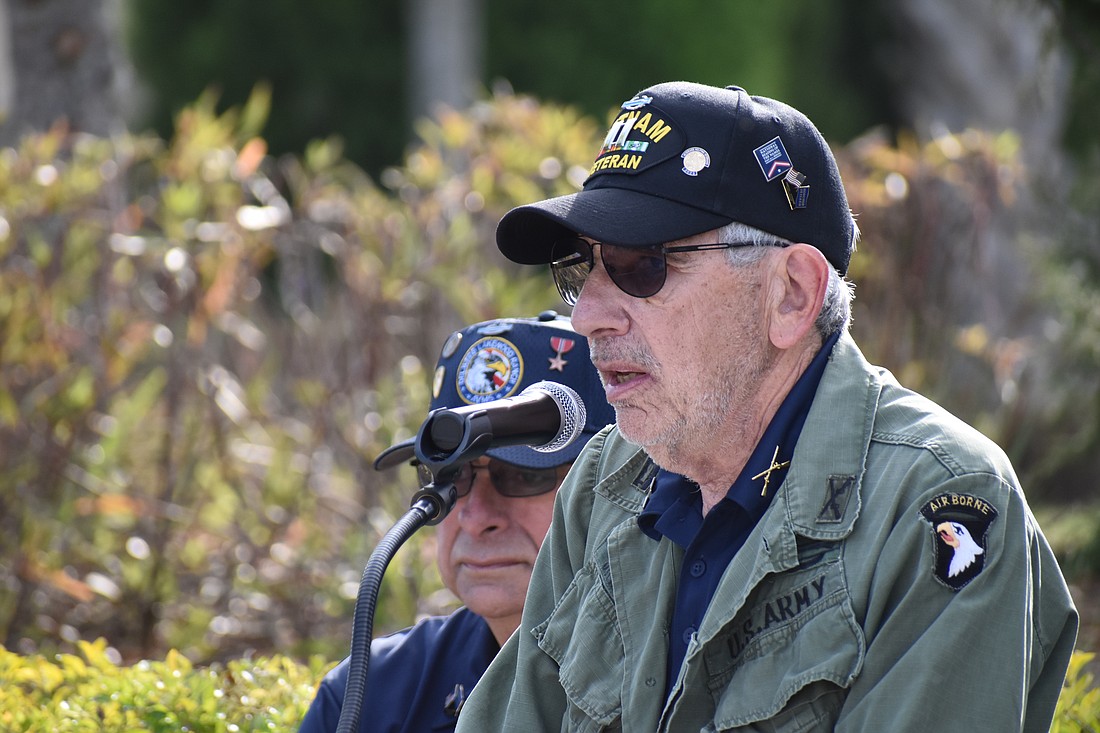 Del Webb's Rich Greenberg speaks on National Vietnam War Veterans Day during a special ceremony in Del Webb of Lakewood Ranch.