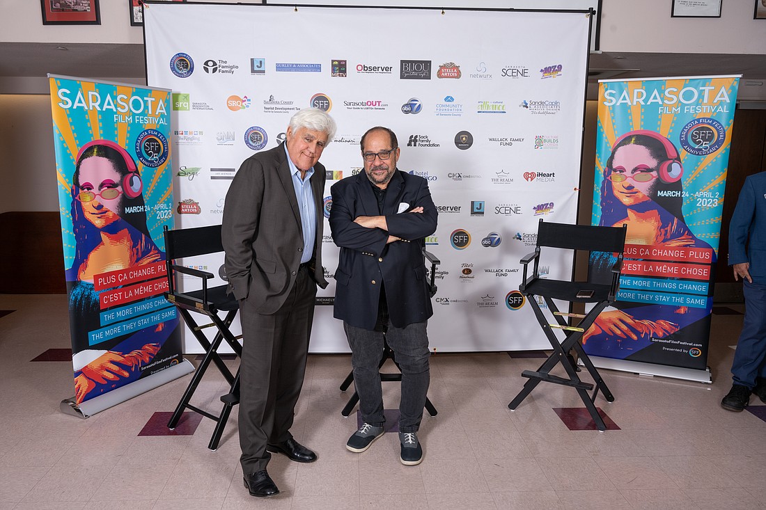 Jay Leno was awarded the Sarasota Film Festival Career Achievement Award by SFF President and Chairman of the Board Mark Famiglio.