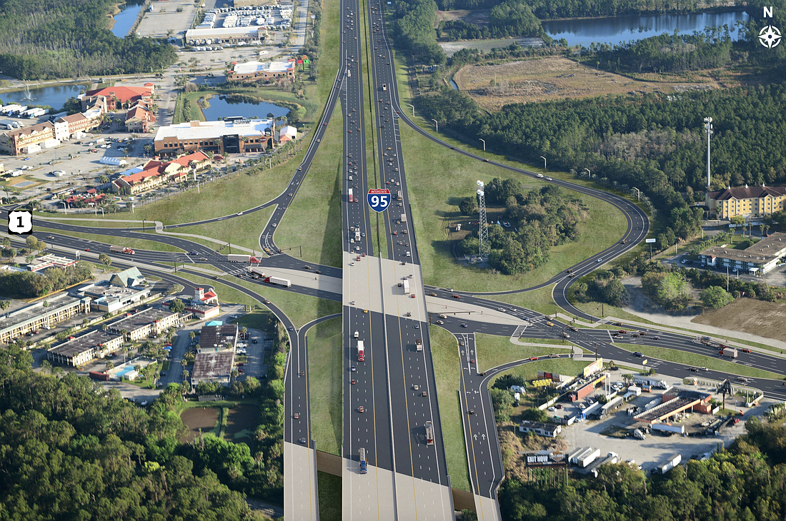 An overview of FDOT's proposed diverging diamond interchange design. Courtesy of FDOT