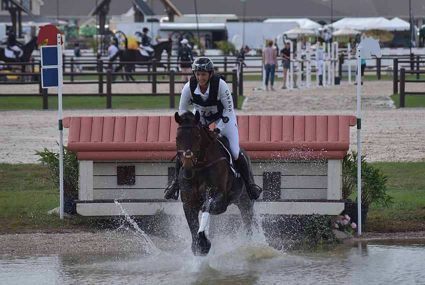 Canada's Colleen Loach wanted to make a big splash in the event but failed to finish in the top three with Golden Eye.