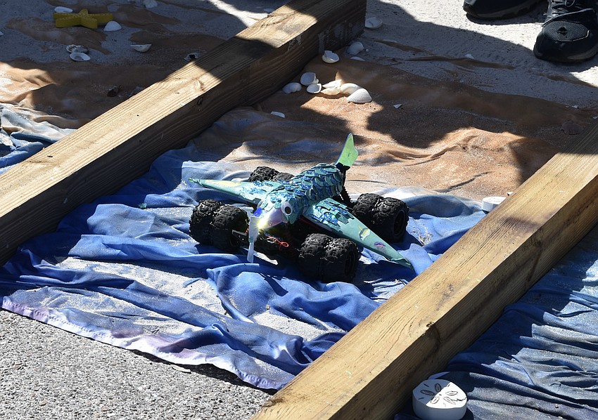 Darshan Kolesar's flying fish car sits ready to go on the challenge track.