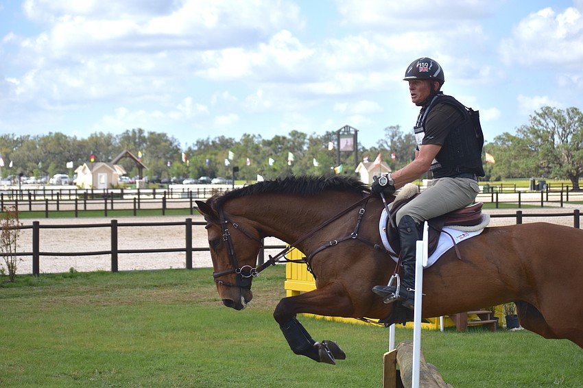 Great Britain's Leslie Law tries his luck on the TerraNova course aboard Countless Cooley.