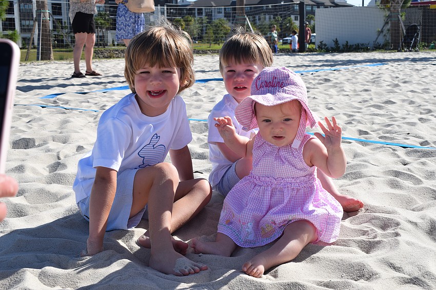 Lakewood Ranch's Stephen Cerven, who is 4, has fun with 2-year-old Theo Anderson, who is visiting from Illinois, and his 7-month-old sister Caroline Cerven.