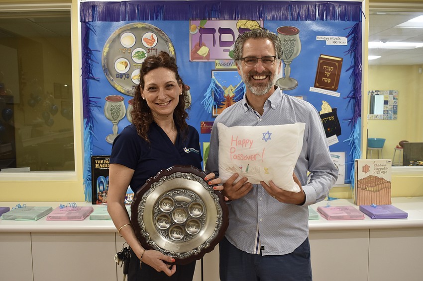 Director of Education for Temple Emanu-El Religious School Snait Ben-Herut and Rabbi Brenner Glickman.