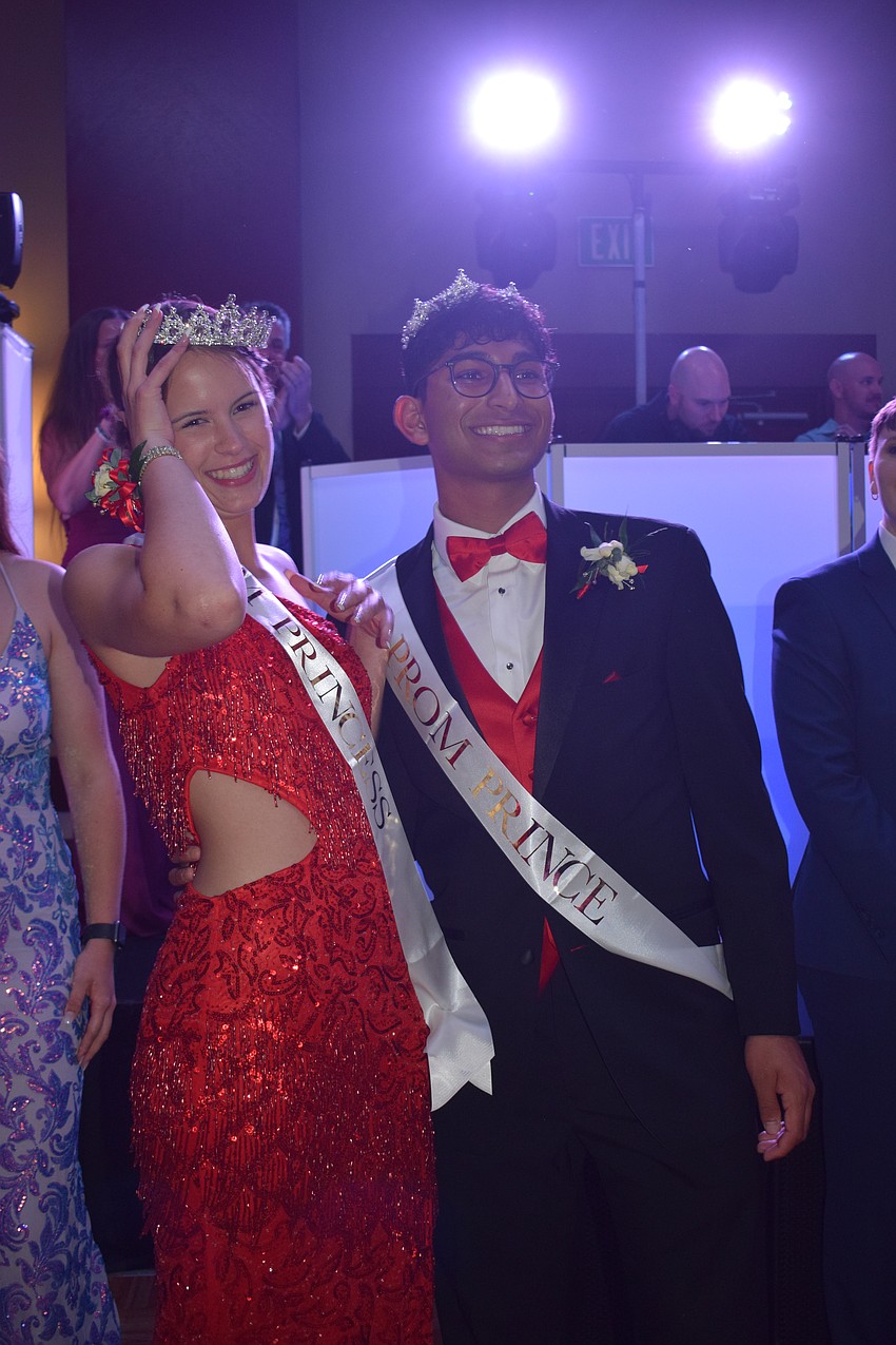 Juniors Mary-Allison McGuire and Vishaun Patel are named prom princess and prince.