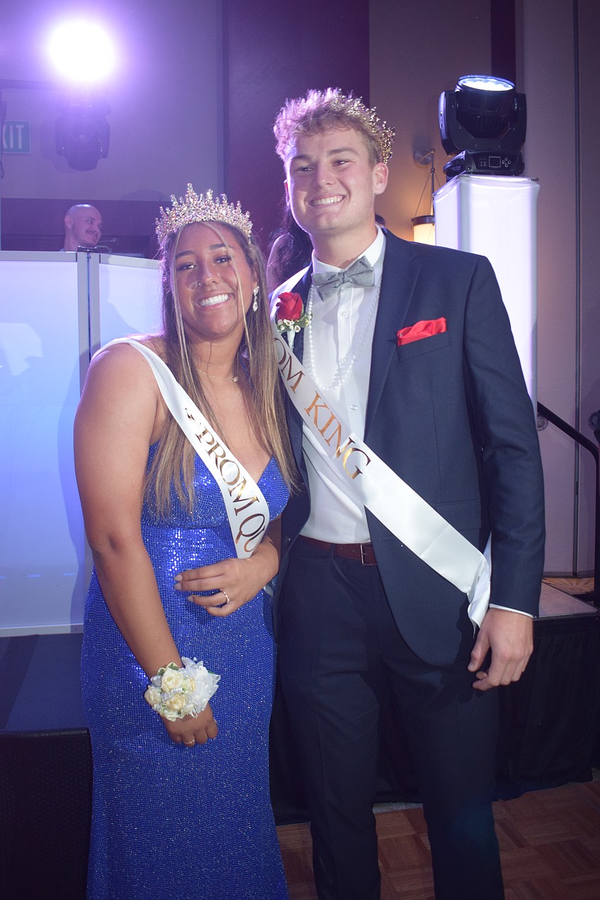 Seniors Amya Dunbar and Benjamin Hudgepeth are named prom queen and king.