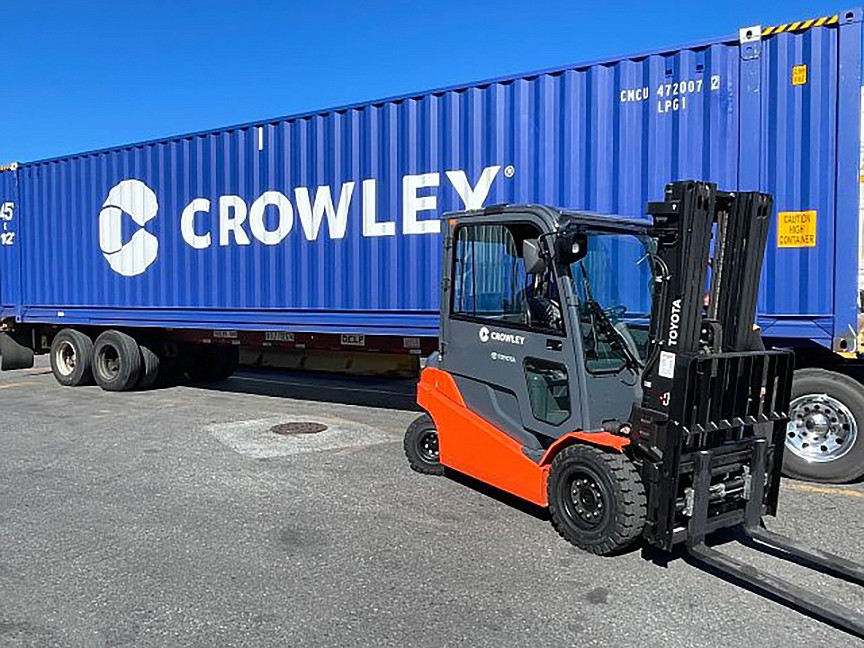 In 2023, Crowley received its first all-electric forklift with zero emissions built for outdoor use at the company's Eddystone, Pennsylvania, terminal.