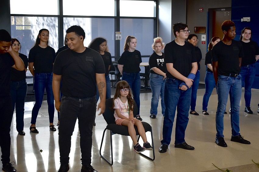 The dance troupe of Florida School for the Deaf and the Blind allows 6-year-old Alina Zambrano to participate.