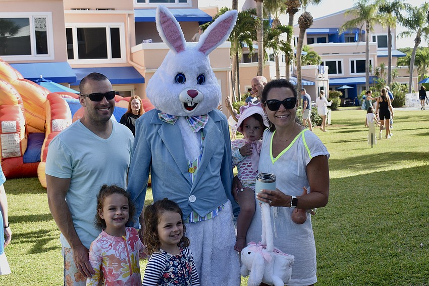 Chris, Grace, Craver, Sally and Erin Barrar with the Easter Bunny.